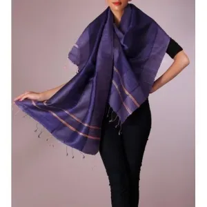 Blue Handwoven Raw Silk Stole