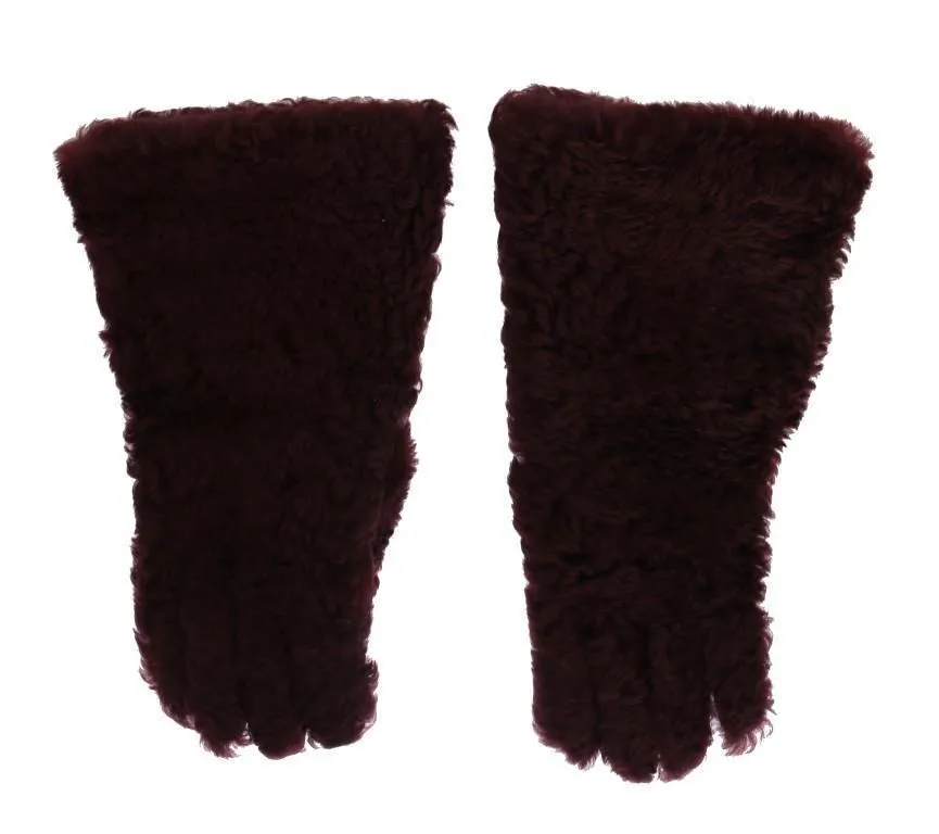Bordeaux Leather Shearling Fur Gloves