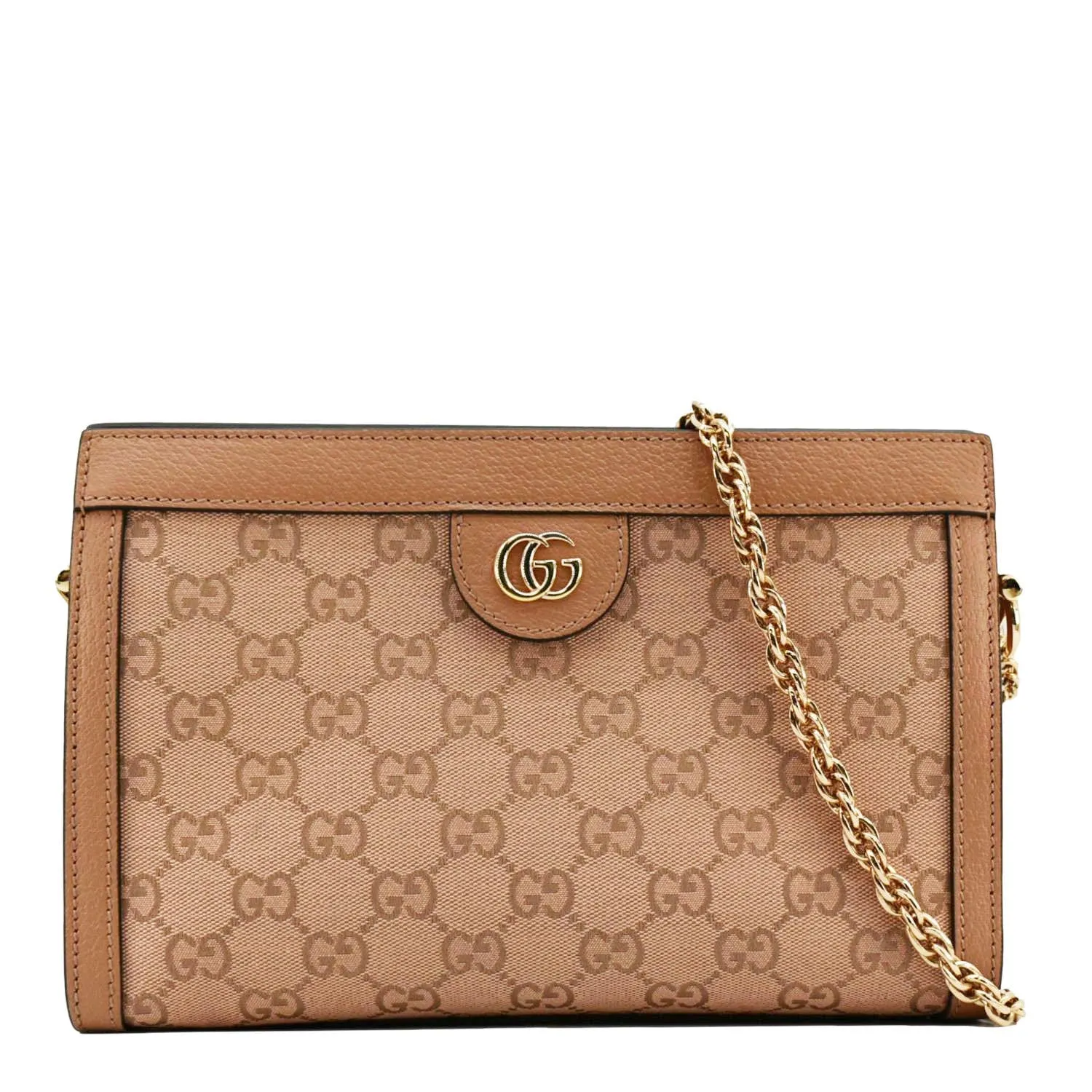GUCCI Ophidia Small GG Canvas Chain Shoulder Bag Pink 503877