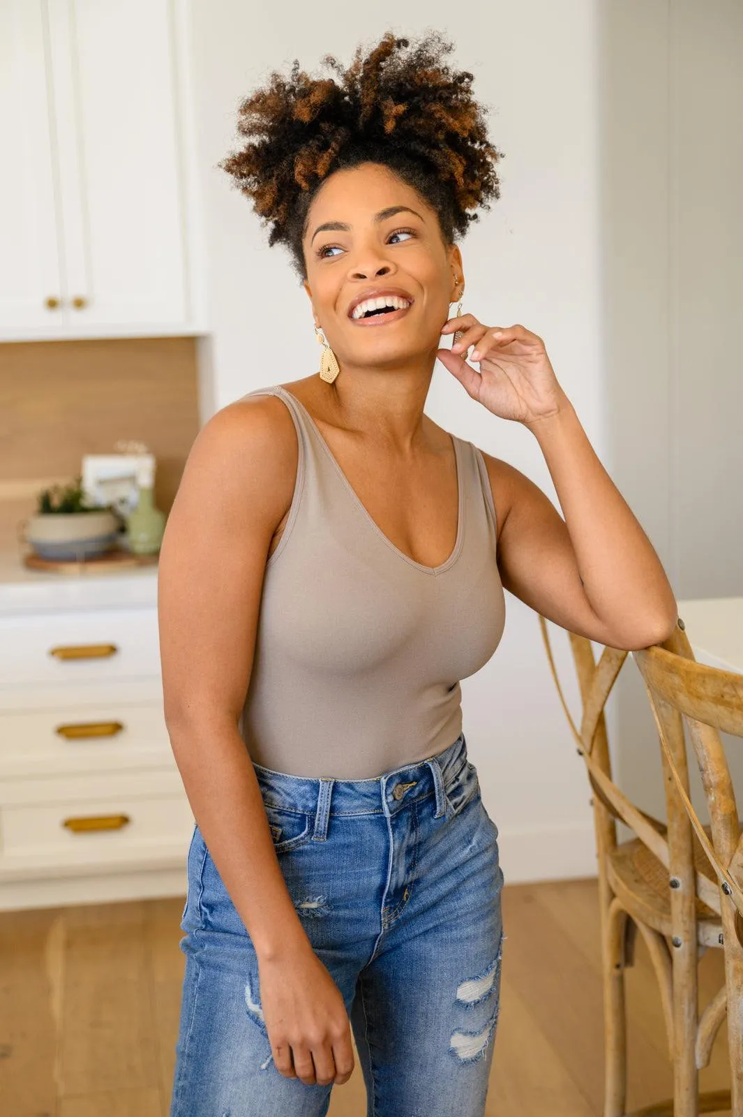 Hazel Blues® | The Basics Bodysuit In Light Mocha