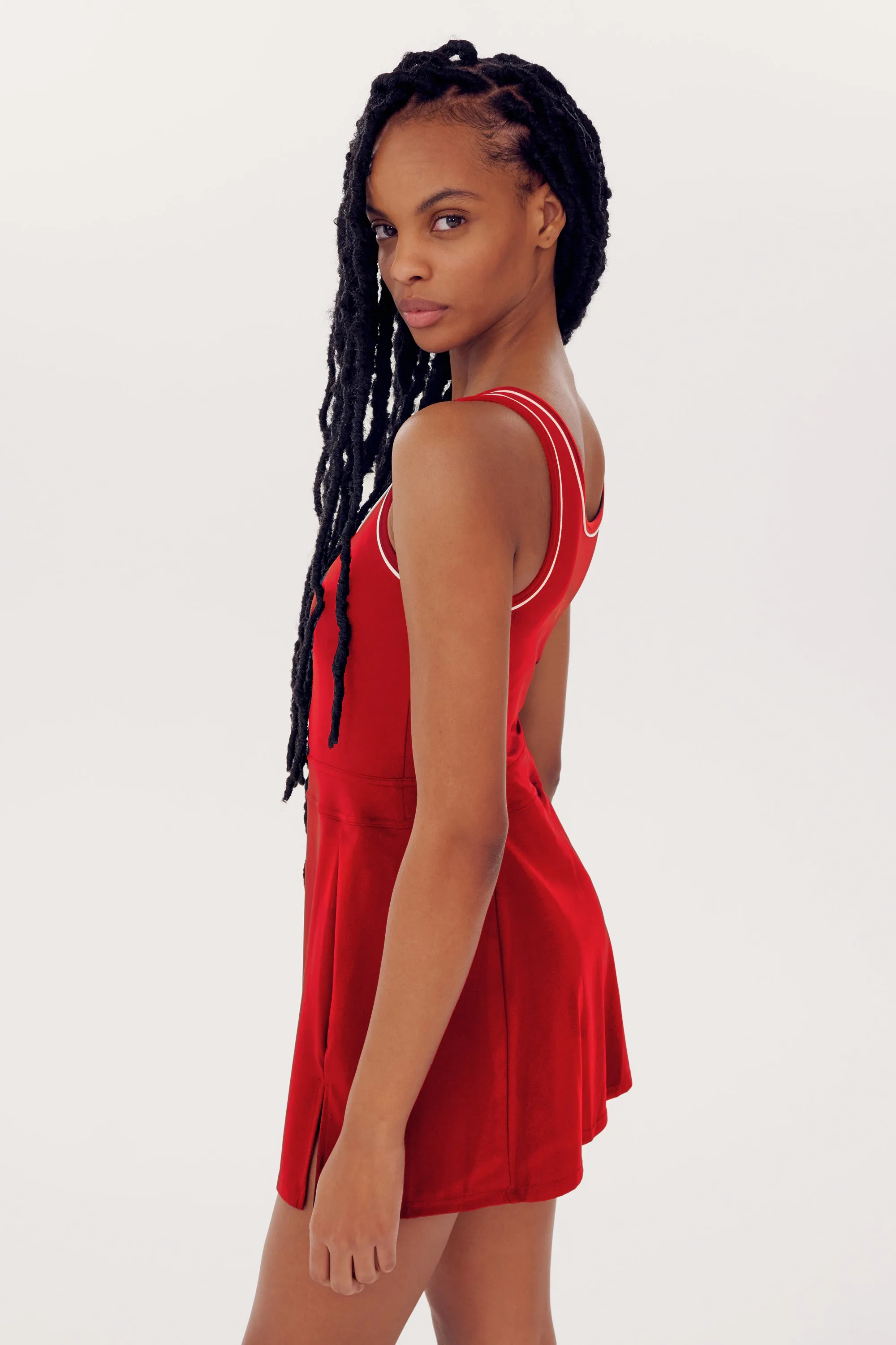 Martina Rigor Dress w/Piping - Pirate Red