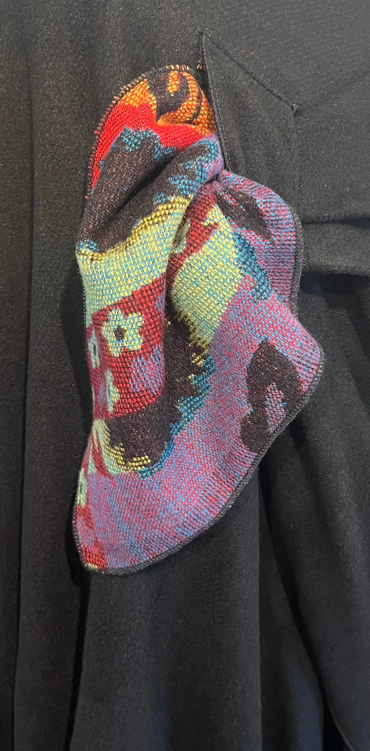 Multi Color Reverses to Black Cashmere Shawl