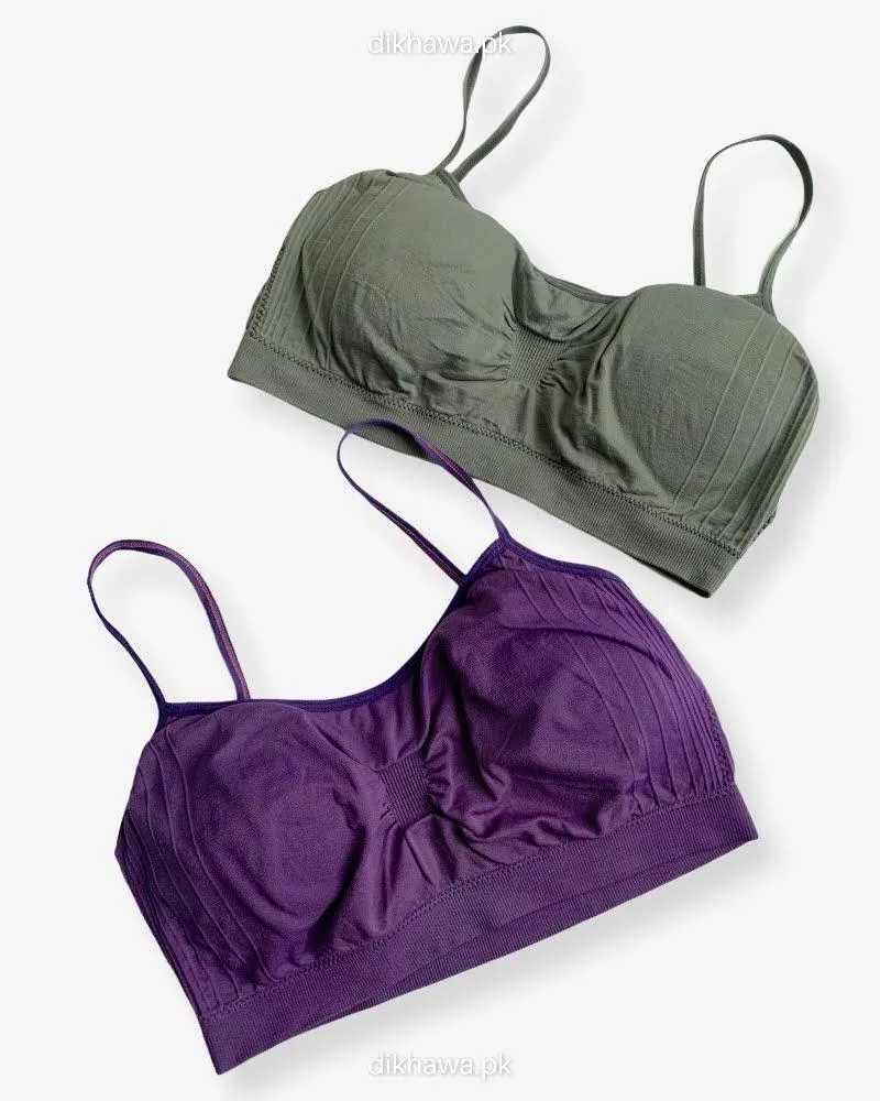 Pack Of 2 - Girls,Women Sports Non Padded Bra Ladies Jogging Bra Imported Stocklot Branded Sports Bra