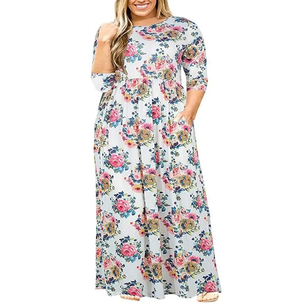 Plus Size Short Sleeve Long Maxi Dress