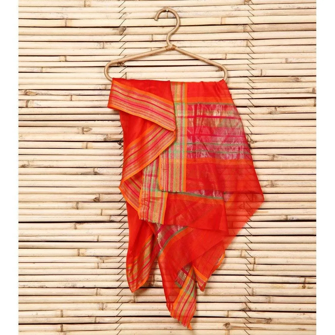 Red Cotton Silk Maheshwari Dupatta